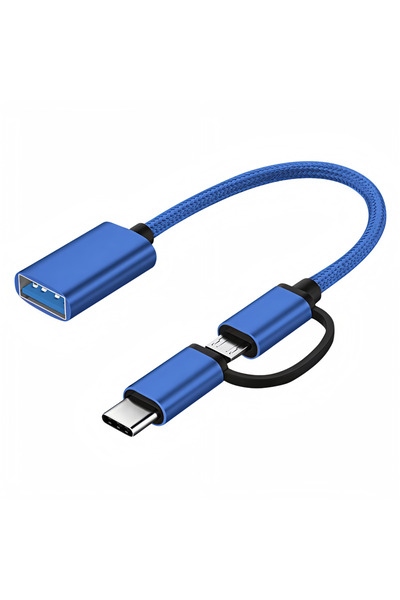 Choice4 كابل محول OTG أزرق 2 في 1 من نوع Micro USB و USB-C، 11 قطعة، مناسب لـ...