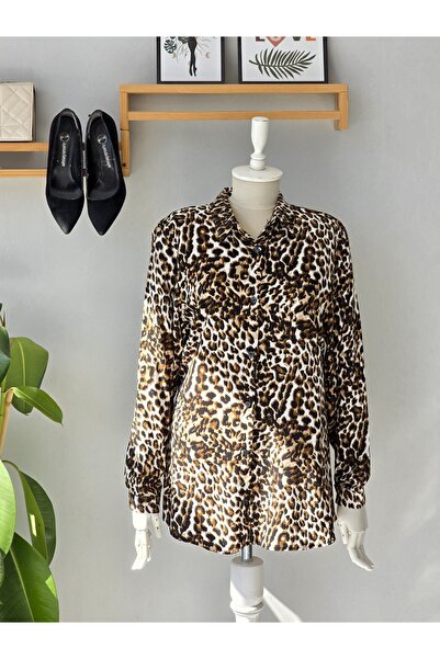 ENDAMIM Γυναικείο πουκάμισο από βισκόζη με μακρύ μανίκι και σχέδιο, άνετη εφα...