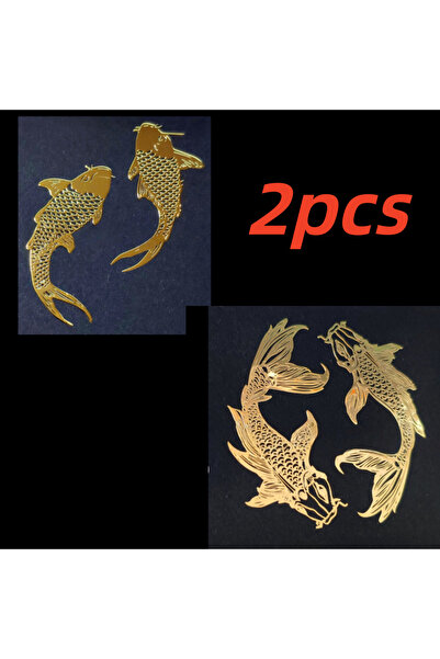 Choice1 2Pcs Golden Lucky Carp Stickers, Elegant Metal Texture Goldfish Decor...