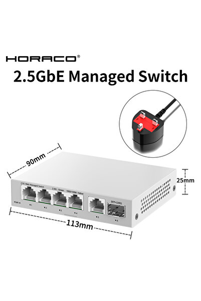 Choice محول بريطاني، محول شبكة مُدار 2.5 جيجابت إيثرنت بـ 5 منافذ، 2500 ميجاب...