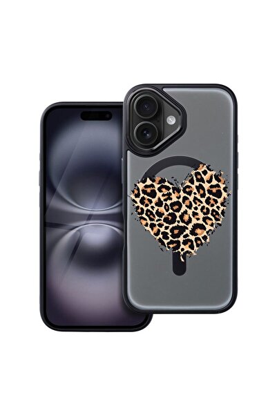 bestcase Θήκη συμβατή με Apple iPhone 16 με σχέδιο καρδιάς λεοπάρ, Αντικραδασ...
