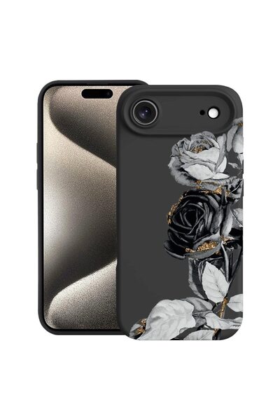 bestcase Husă pentru Apple iPhone 17 Air cu Design Black Rose, Silicon Premiu...