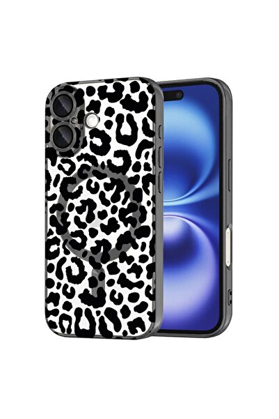 bestcase Πολυτελής Θήκη MagSafe, Συμβατή με Apple iPhone 16 Plus, Μαύρη Λεοπά...