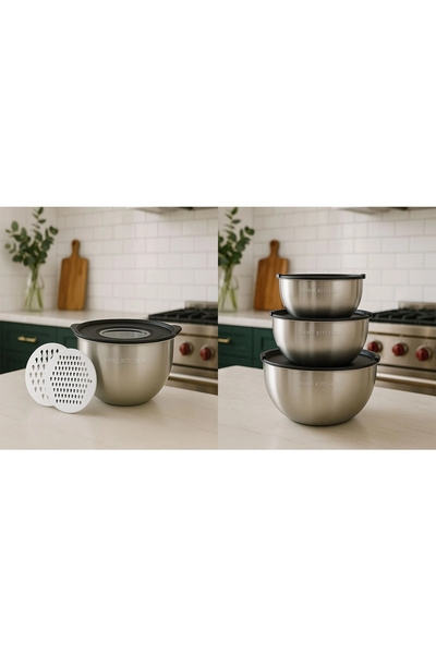SHINE KITCHEN Stainless 304 Steel Food-Grade -Compatible - Mixing and Storage...