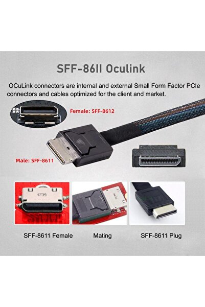 Choice كابل SFF-8611 بطول 0.5 متر من نوع OCuLink PCIe PCI-Express 4.0، موصل ذ...