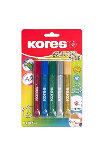 kores Set de adeziv lichid cu sclipici, 5 culori, 10.5ml/culoare, non-toxic, ...