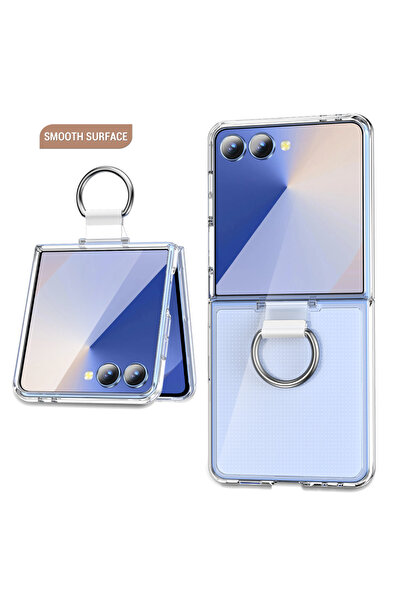 Choice30 غطاء هاتف شفاف مقاوم للصدمات مع حامل حلقي لـ Galaxy Z Flip7، مناسب ل...