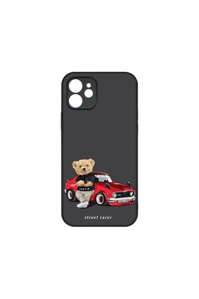 bestcase Husa Slim Glassy, Συμβατή με Apple iPhone 12, Street Race Teddy Bear...