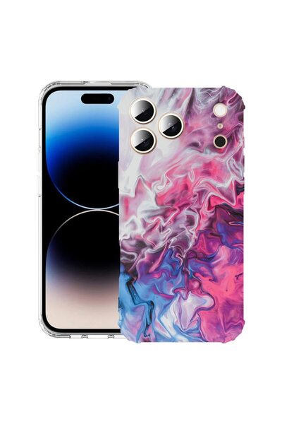 bestcase Husă pentru Apple iPhone 17 Pro cu design Marble Roz și Albastru, An...