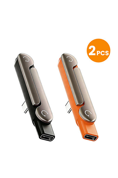 Choice4 محول USB C إلى Type C أسود وبرتقالي بقوة 240 واط مع حامل هاتف، محول ب...