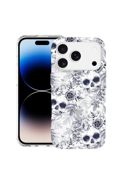 bestcase Husă pentru Apple iPhone 17 Pro Max cu Design Skull Negru și Alb, Ma...