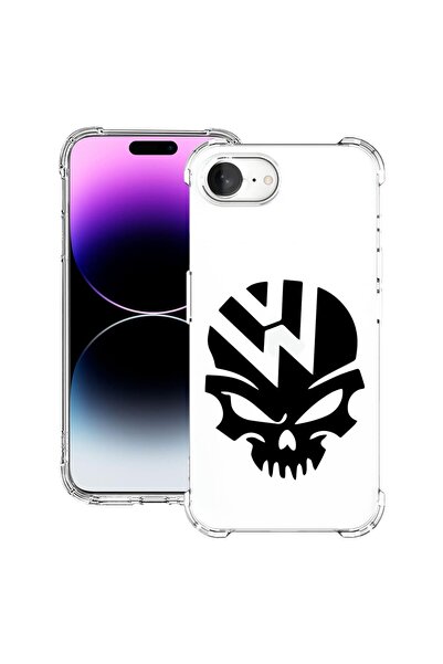 bestcase Калъф за Apple iPhone 16e, Противоударен 1.5ММ, VW Череп, Защита на ...