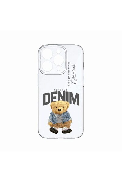 bestcase Калъф, съвместим с Apple iPhone 14 Pro Max, дънков стил с плюшено ме...