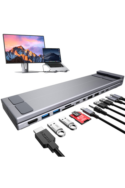 Choice محطة إرساء لابتوب 11 في 1 مع موزع USB-C وHDMI بدقة 4K@60Hz وشحن PD بقو...