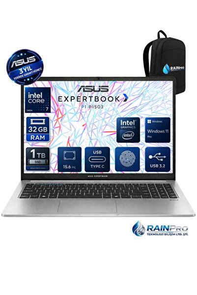 ASUS ExpertBook P1503CVA Intel® Core™ 7-240H 32 GB DDR5 1 TB SSD 300NITS 15.6...