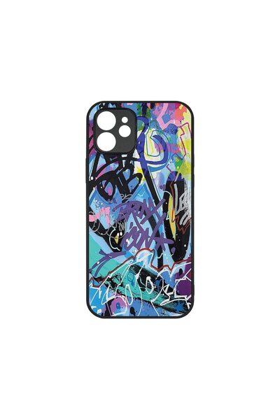bestcase Λεπτή Γυάλινη Θήκη, Συμβατή με Apple iPhone 12, Γκράφιτι, Χρώματα HD...