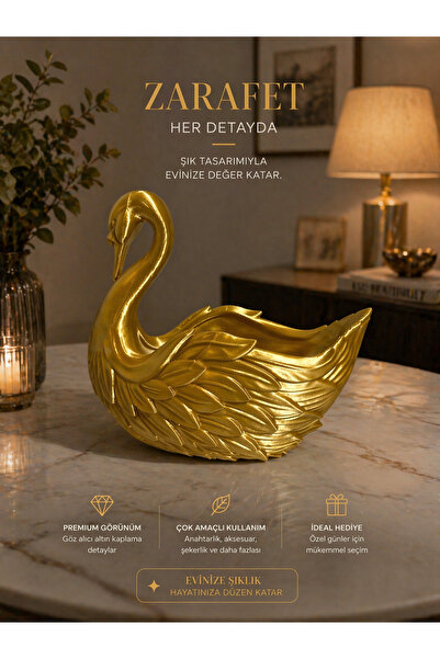 Store Gold Kuğu Dekoratif Organizer Kase