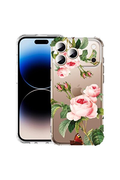 bestcase Husă pentru Apple iPhone 17 Pro cu design trandafir, Antișoc, Colțur...
