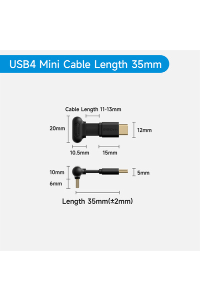 Choice Black 35mm Hagibis USB4 Right Angle Cable Type C Fast Charging Capsule...