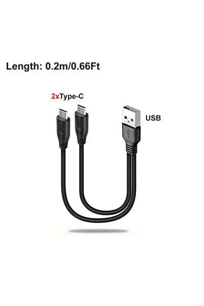 Choice1 كابل شحن USB-C مزدوج من النوع C إلى النوع C بطول 20 سم، سلك تقسيم USB...
