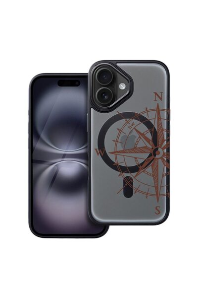 bestcase Калъф, съвместим с Apple iPhone 16, с дизайн на компас, удароустойчи...