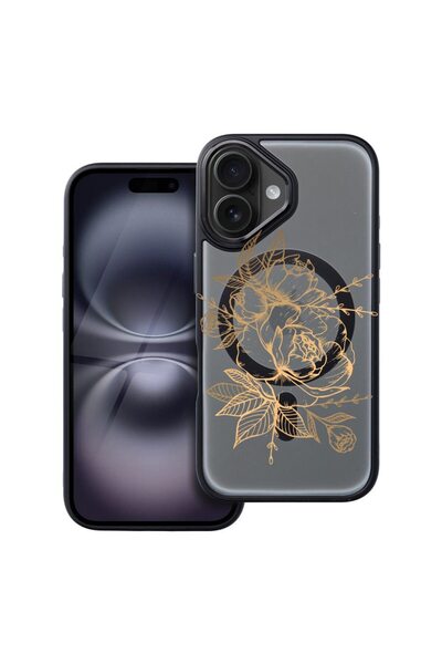 bestcase Husa Compatibila cu Apple iPhone 16 cu Design Golden Rose, Shockproo...
