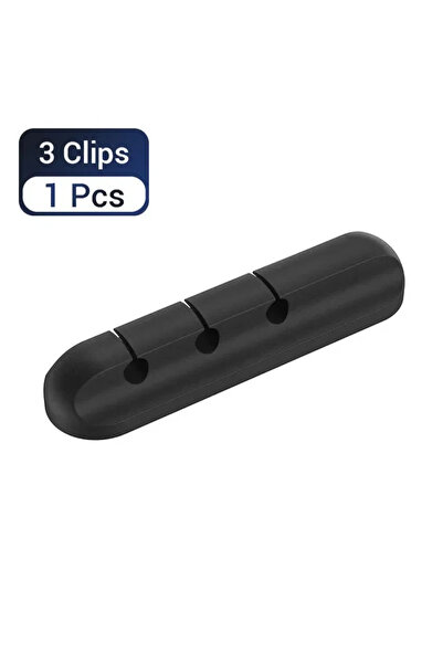 Choice5 مشبك سيليكون أسود بثلاثة مشابك لتنظيم كابلات USB، مشبك دائري لتنظيم أ...
