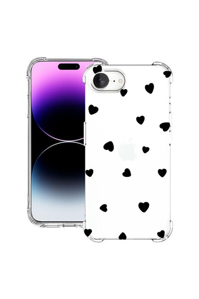 bestcase Husa pentru Apple iPhone 16e, Anti Shock 1.5MM, Heart Pattern, Prote...