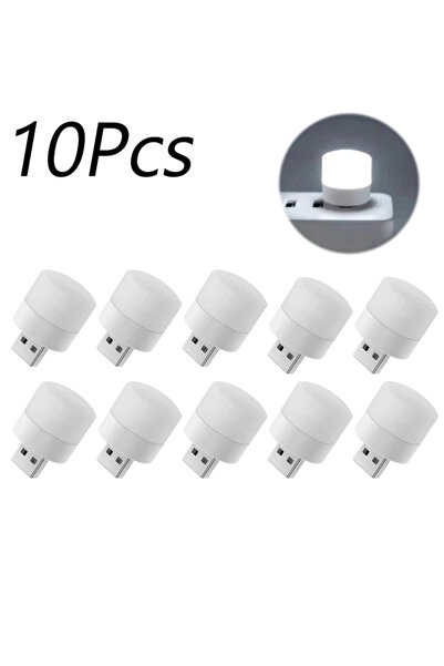Choice4 10 قطع - مصباح ليلي صغير أبيض بمنفذ USB، إضاءة طاولة LED، مصباح USB ل...
