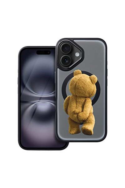 bestcase Husa Compatibila cu Apple iPhone 16 cu Design Teddy Bear Hidden Shot...