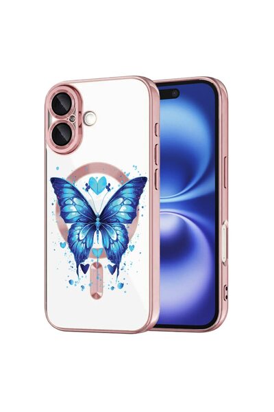 bestcase Πολυτελής Θήκη MagSafe, Συμβατή με Apple iPhone 16, Μπλε Πεταλούδα, ...