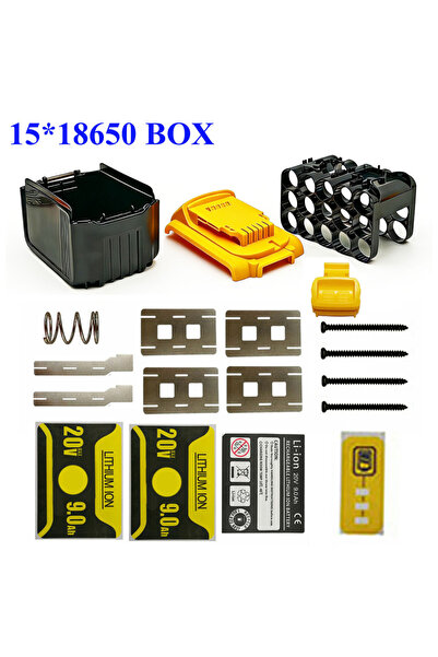 Choice YELLOW 15X18650 Packs Box For DeWalt 20V Lithium Ion Battery Plastic C...