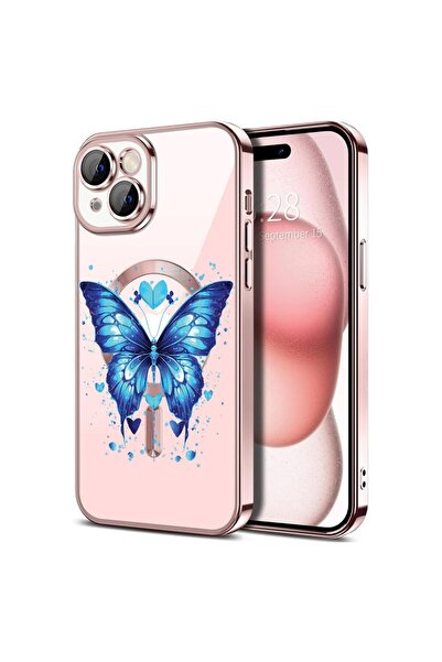bestcase Πολυτελής Θήκη MagSafe, Συμβατή με Apple iPhone 15, Μπλε Πεταλούδα, ...