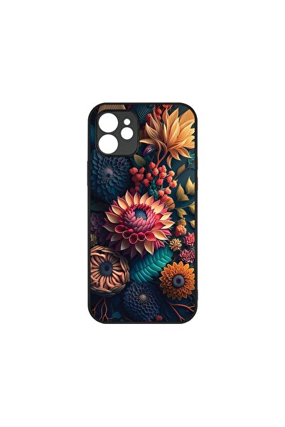 bestcase Husa subțire transparentă, compatibilă cu Apple iPhone 12, Flori col...