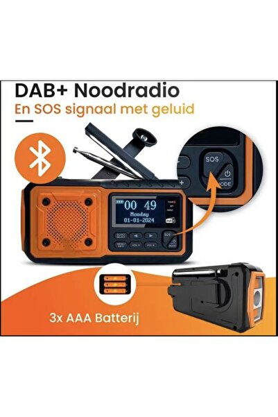 Choice راديو برتقالي يعمل بالطاقة الشمسية مع مقبض يدوي، يدعم DAB+/DAB وFM، را...
