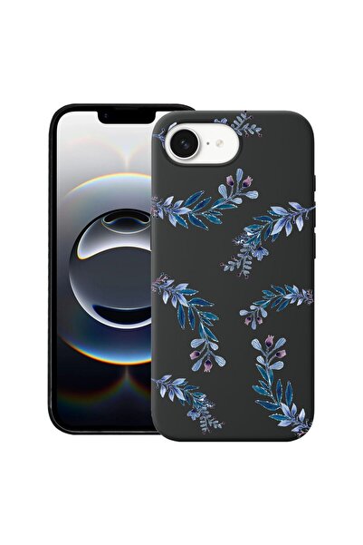 bestcase Калъф за Apple iPhone 16e, Премиум тънък силиконов 1.2ММ, Сини цветя...