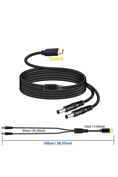 Choice كابل USB-C إلى 2xDC - كابل USB Type-C إلى منفذين DC مزدوجين 5 فولت، سل...
