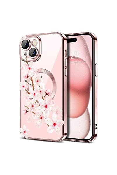 bestcase Husa Luxury MagSafe, Compatibila Apple iPhone 14, Spring flower, Ult...