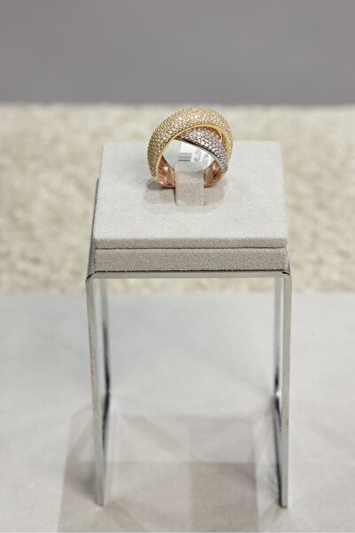 925 Yüzük Rose Gold Silver Sarmal Taşlı Yüzük