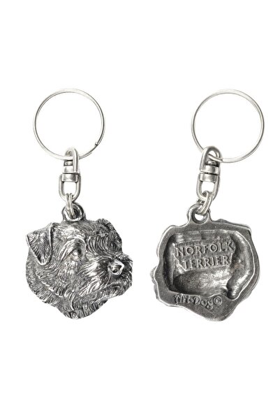 Art - Dog Norfolk Terrier - Silver-plated pendant with a dog in a decorative ...