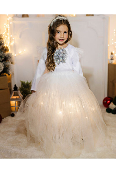 fustite cu luminite Μικρή Φούστα με Φώτα, Λευκή - 6-10 ετών (116-140 εκ.)