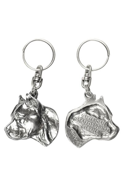 Art - Dog Amstaff II - Silver-plated pendant with a dog in a decorative box, ...