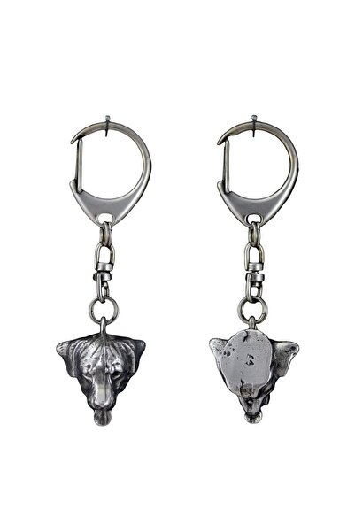 Art - Dog Rottweiler, Rott- Silver-plated key ring with dog, handbag decorati...