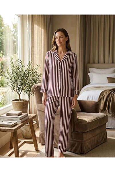 Pimody Γυναικείο σετ πιτζάμες με μακρυμάνικο μπροστινό κουμπί