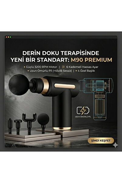 M90 Pro Ultra Sessiz 6 Kademeli Masaj Tabancası - Sporcu Kas Rahatlatıcı Fırçasız Motor Masaj Aleti