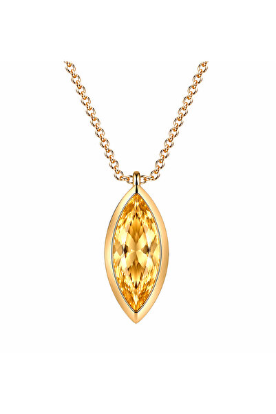 Kasım Citrine Markiz Birthstone Kolye