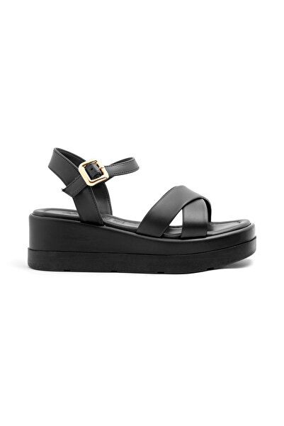 Mamito Ayakkabı Jvl 402 Cross-Strapped Adjustable Wedge Heel Sandals