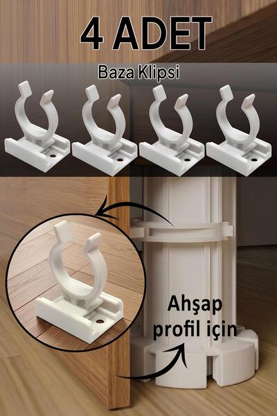 GLASWEN 4 Adet Ahşap Baza Klipsi Mutfak Dolap Tezgah Alt Kısım Kapatma Klips ...