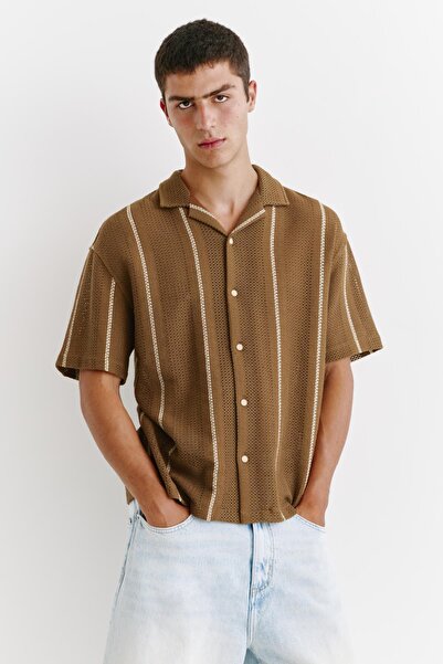 Pull & Bear Çizgili kısa kollu gömlek