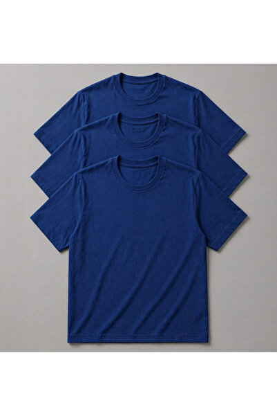 ciwi&life Unisex Ανδρικό/Γυναικείο μπλουζάκι 3 τεμαχίων από μπλε βαμβάκι με λ...
